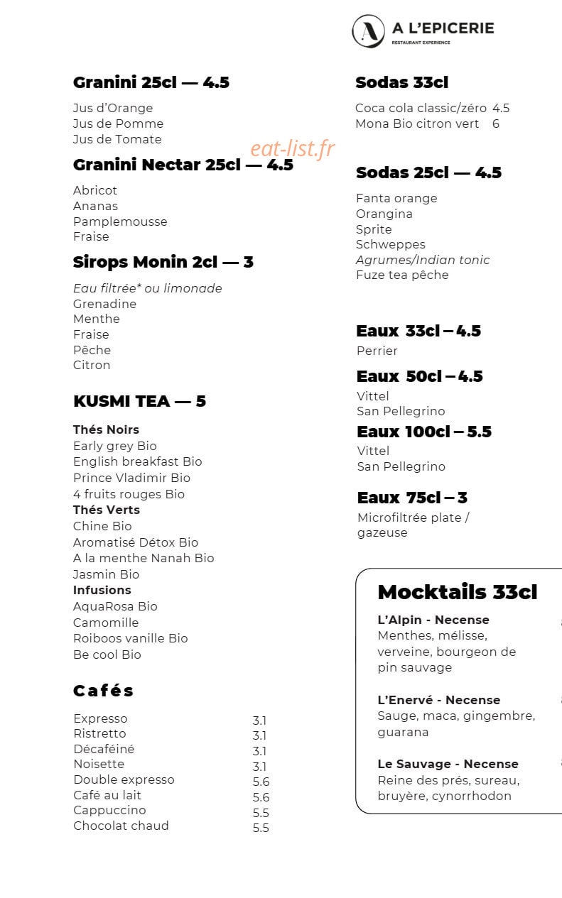 A l'Epicerie — carte page 8