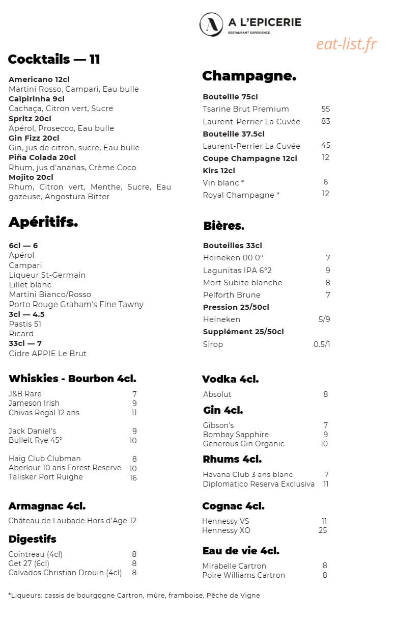 A l'Epicerie — carte page 6