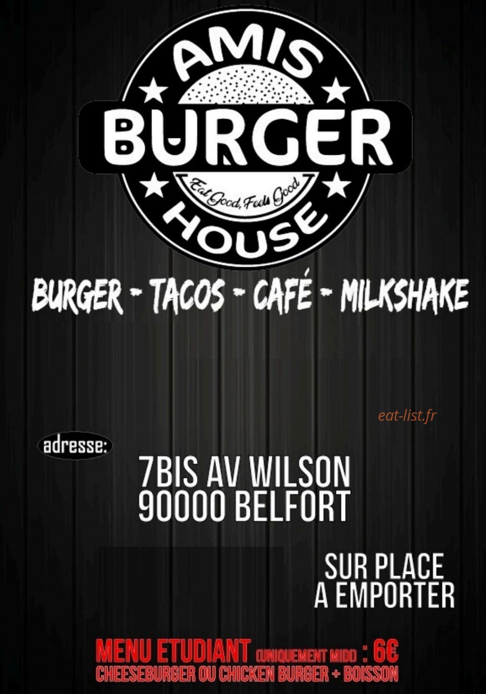 Amis burger house — carte page 1