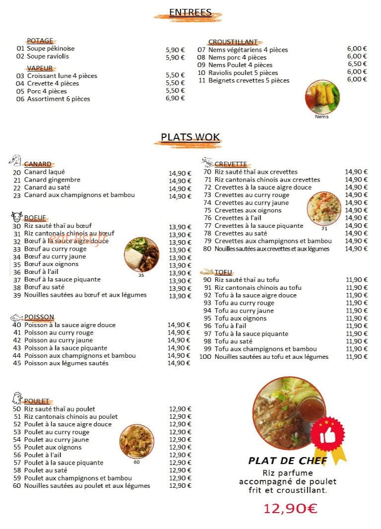 Asia Wok — carte page 1