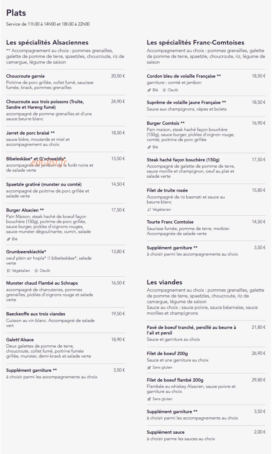 Au Caveau — carte page 2