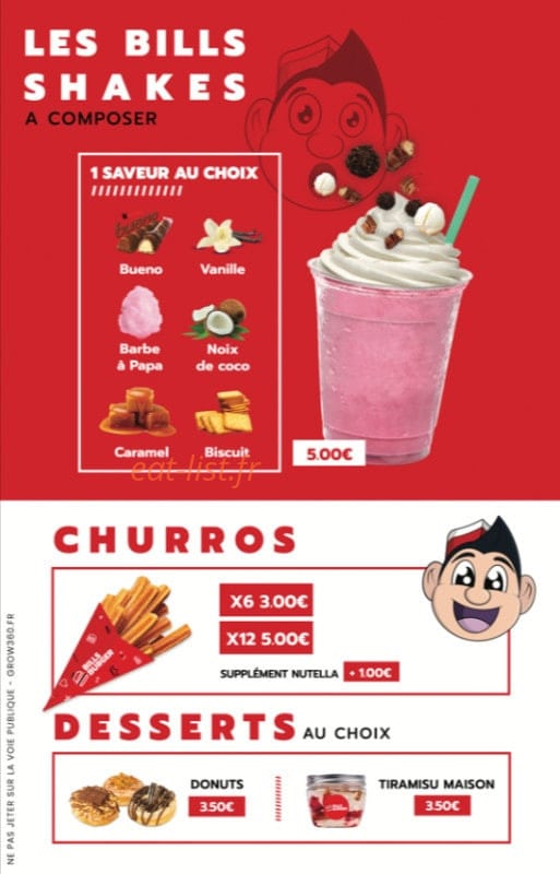 Bill's Burger — carte page 3