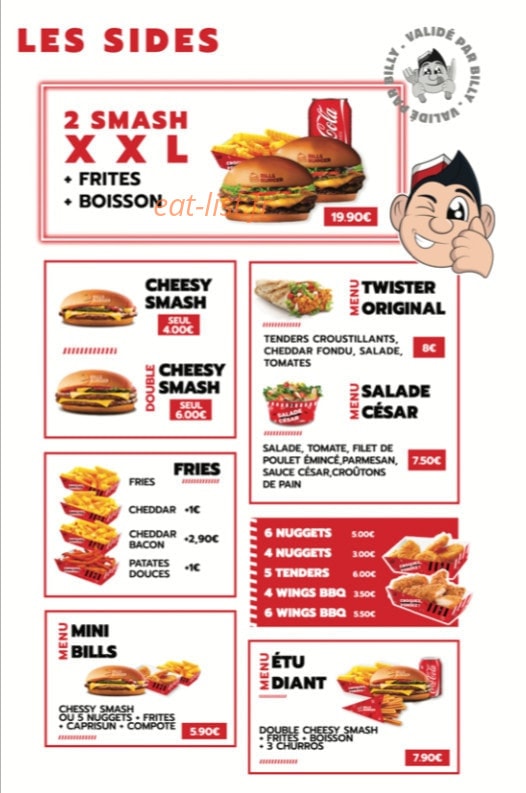 Bill's Burger — carte page 1