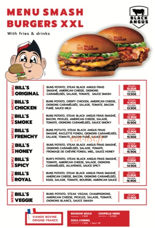 Bill's Burger — carte page 2
