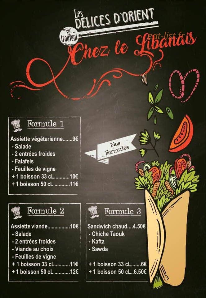 Chez Le Libanais — carte page 1