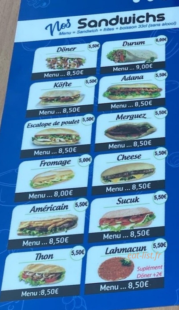 Izmir Kebab — carte page 1