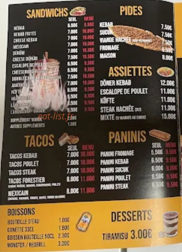 Kebab du Coin — carte page 2