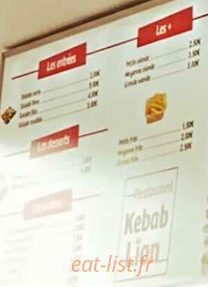 Kebab du Lion — carte page 1