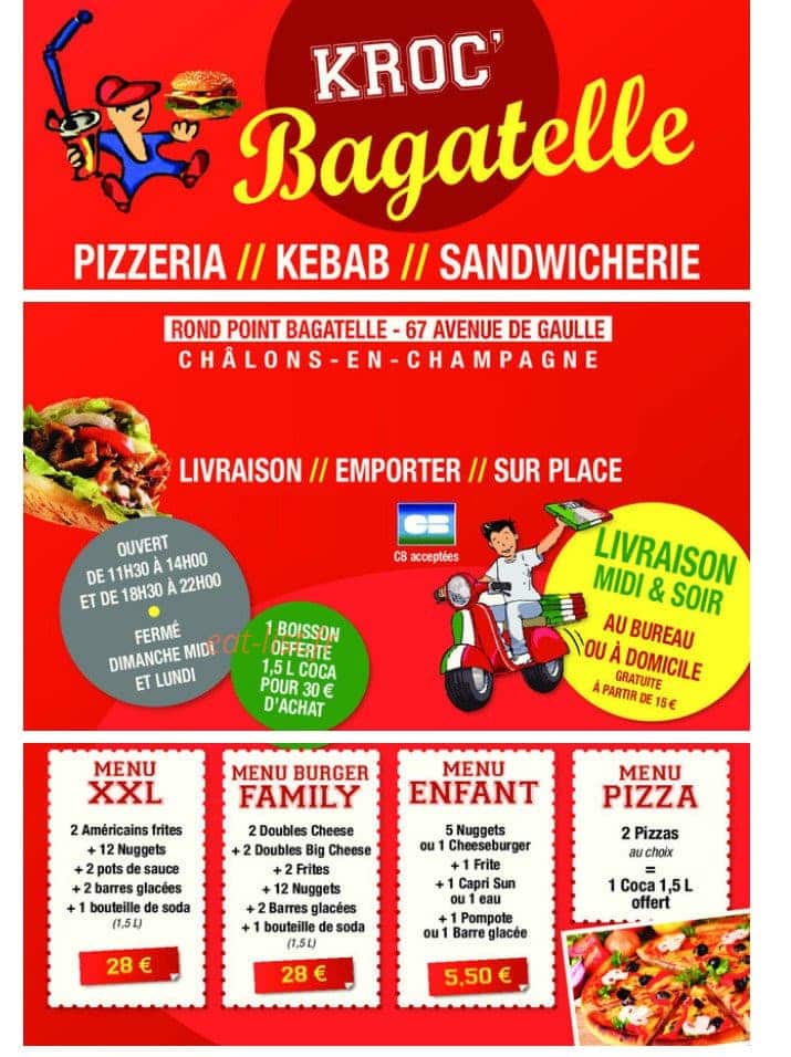 Kroc Kebab Bagatelle — carte page 1