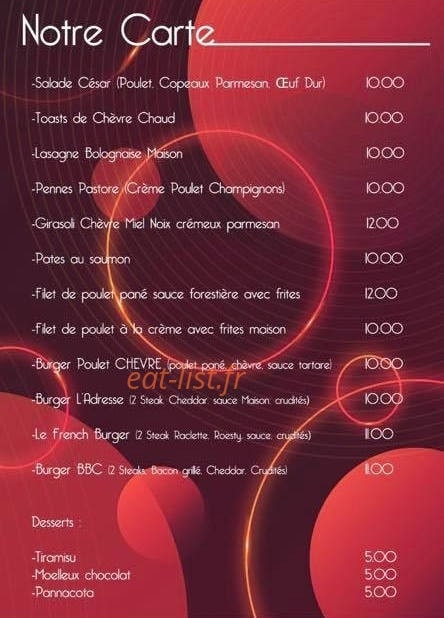 L'Adresse — carte page 2