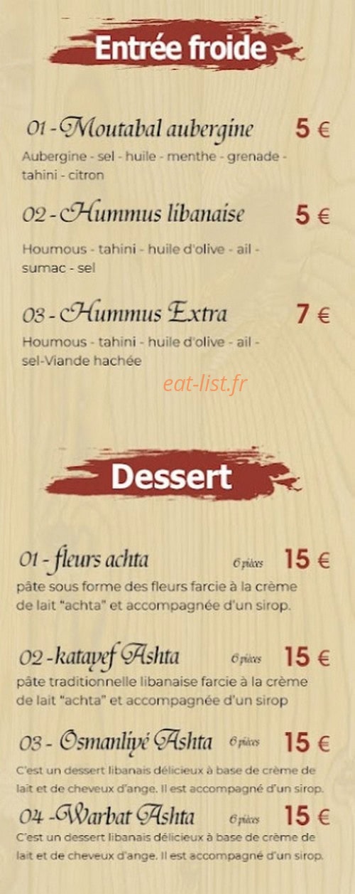 La Maison Libanaise — carte page 4