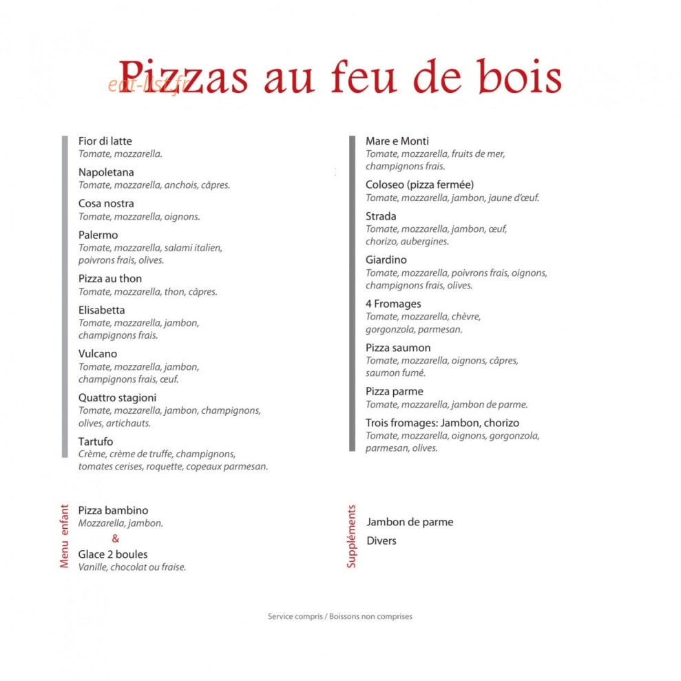 Carte et menu de La Strada à Belfort — Menu 1