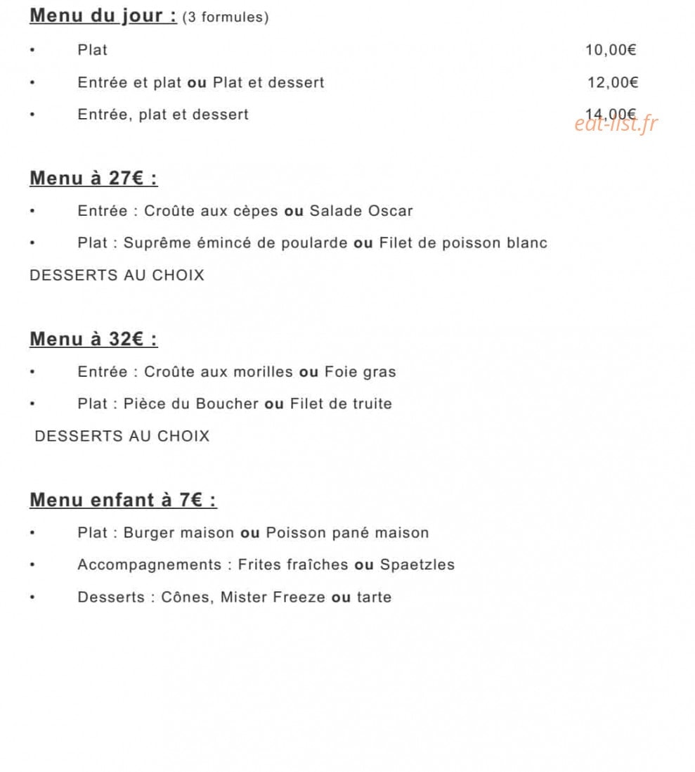 La Table d'Oscar — carte page 1