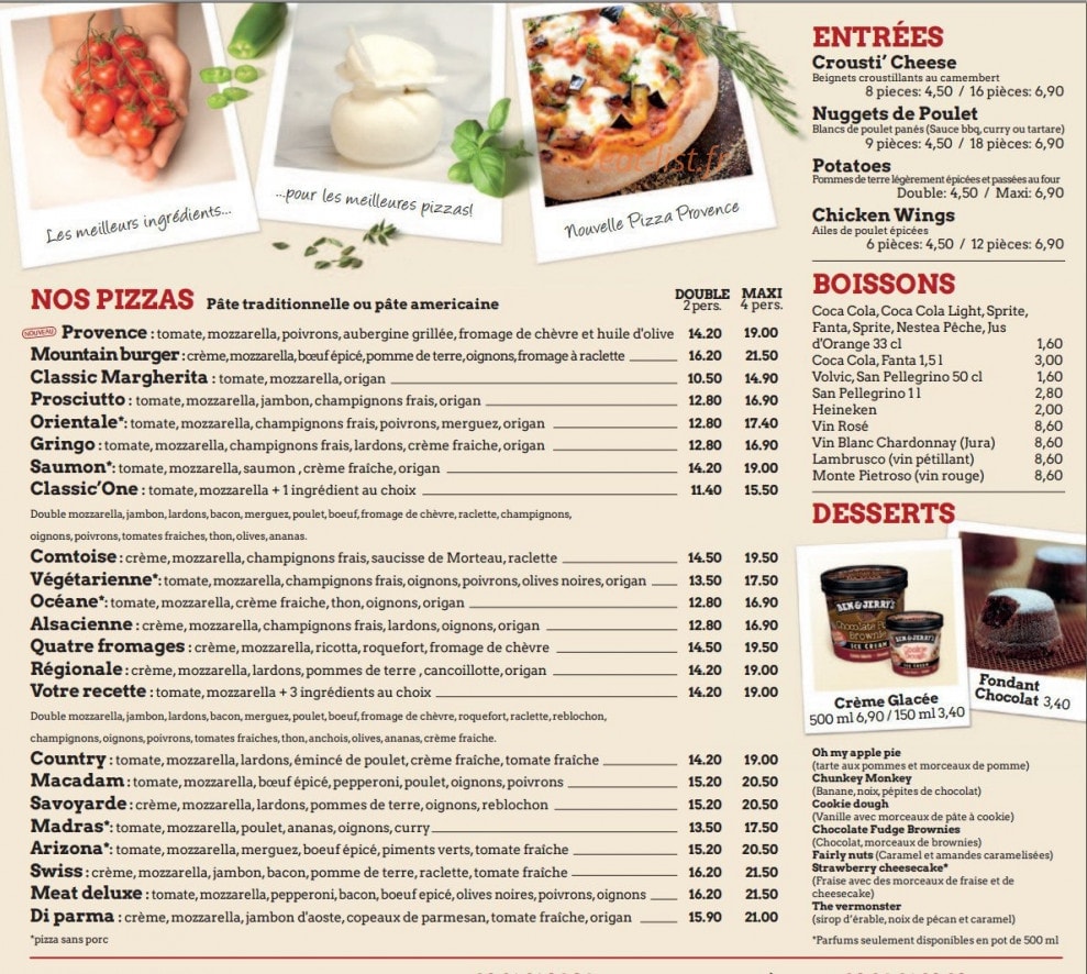 Macadam Pizza — carte page 2