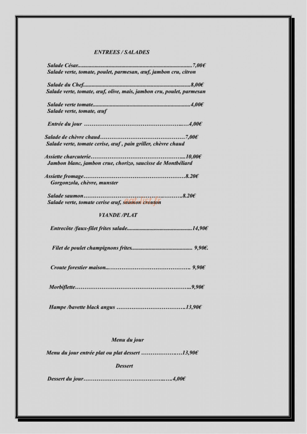 Malkan's pizza — carte page 3