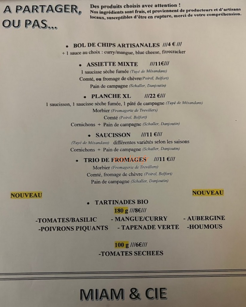 Microbrasserie & Cie — carte page 1