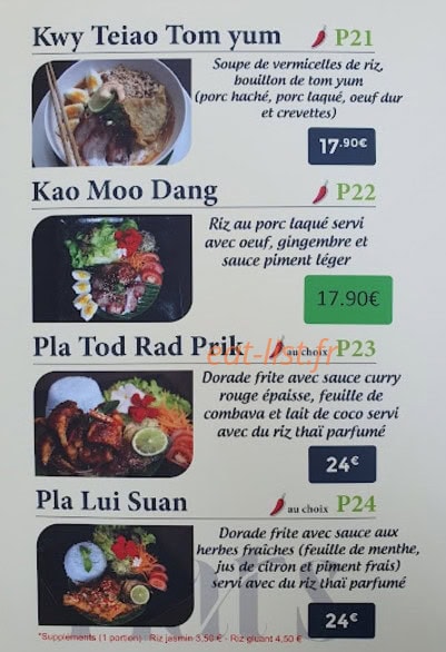 Petite Thaï — carte page 1