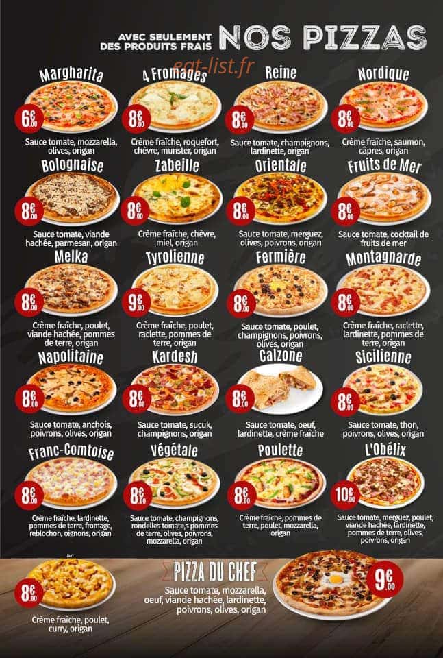 Pizz’burger — carte page 1