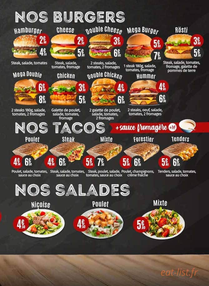 Pizz’burger — carte page 2
