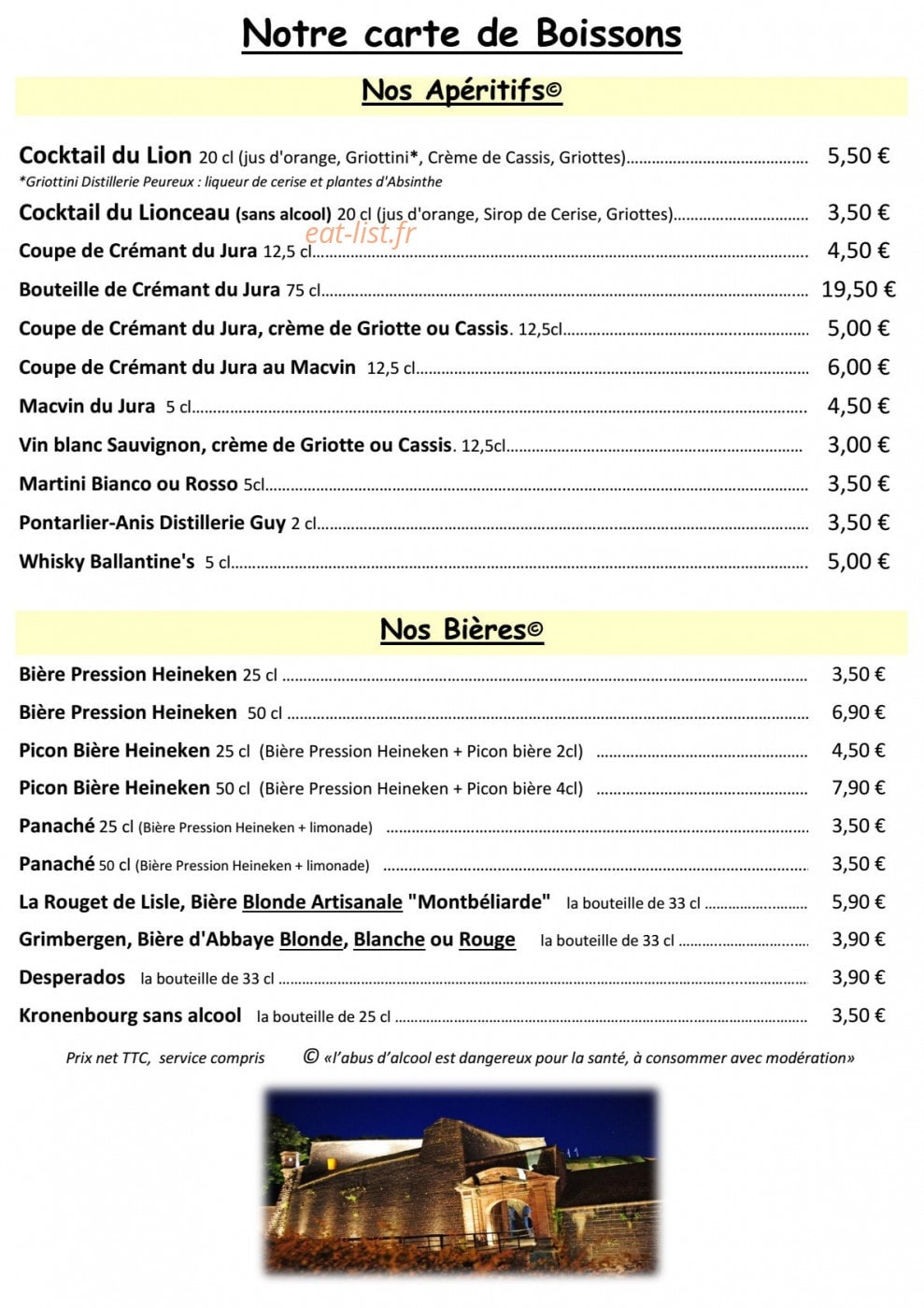 Restaurant de la Citadelle de — carte page 4