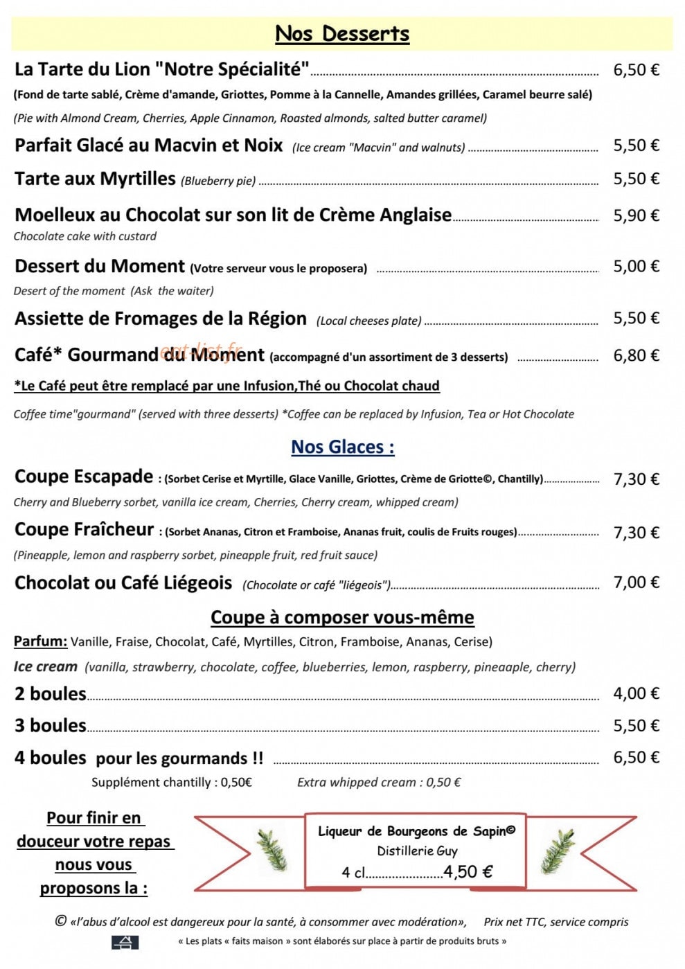 Restaurant de la Citadelle de — carte page 3