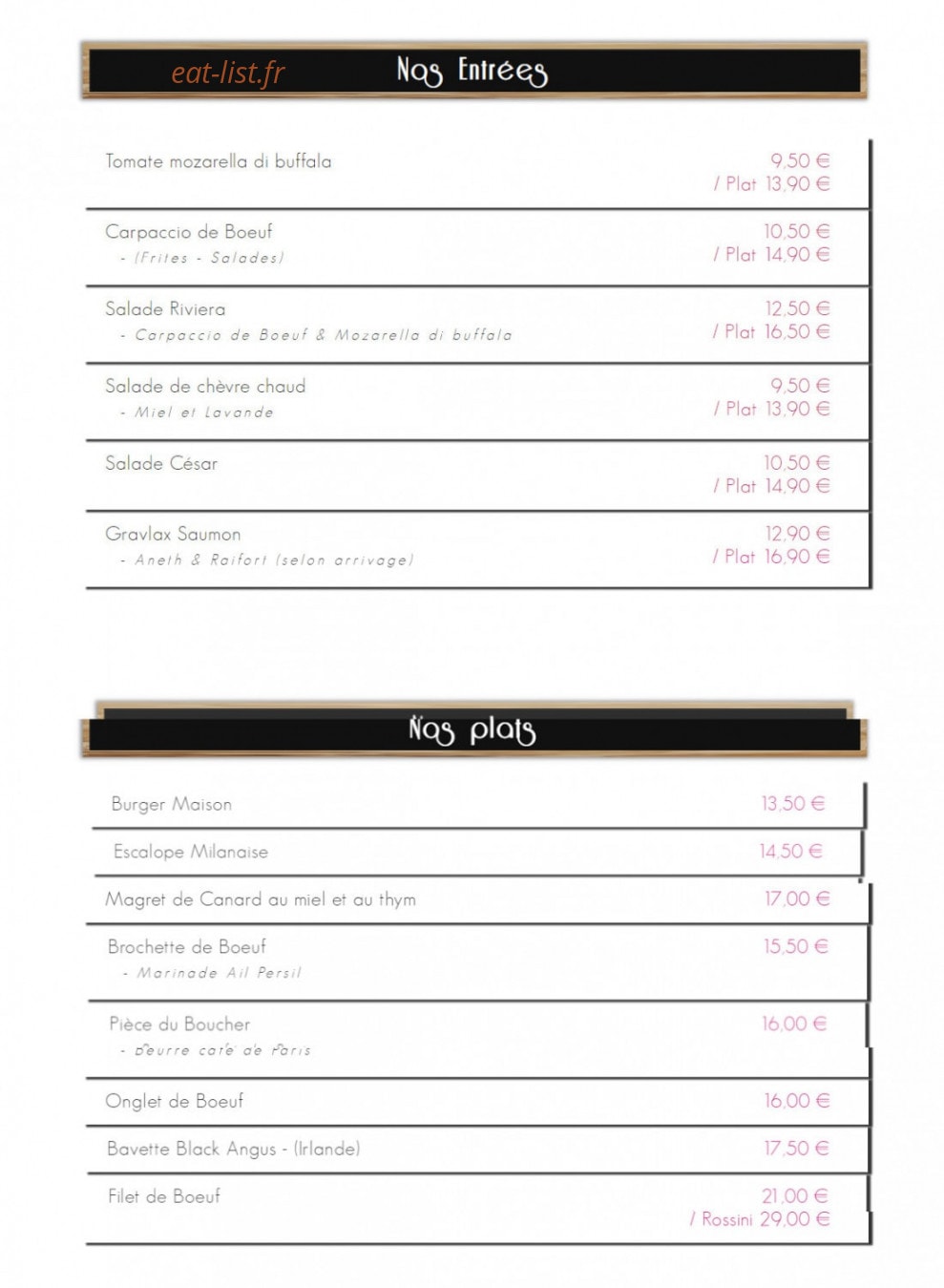 Datira Café — carte page 1