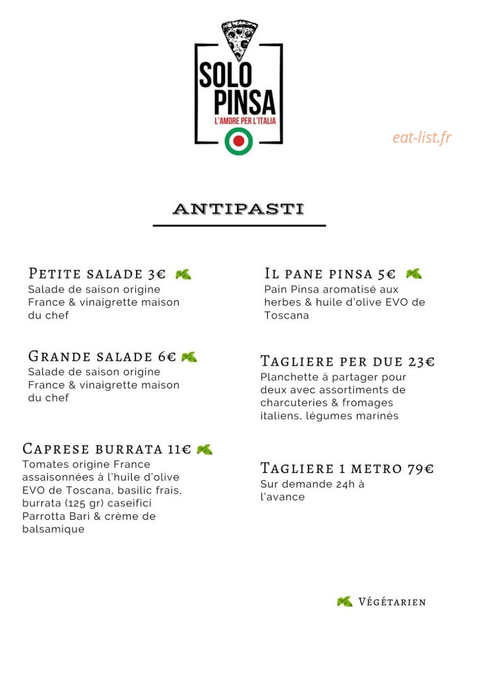 Solo Pinsa — carte page 1