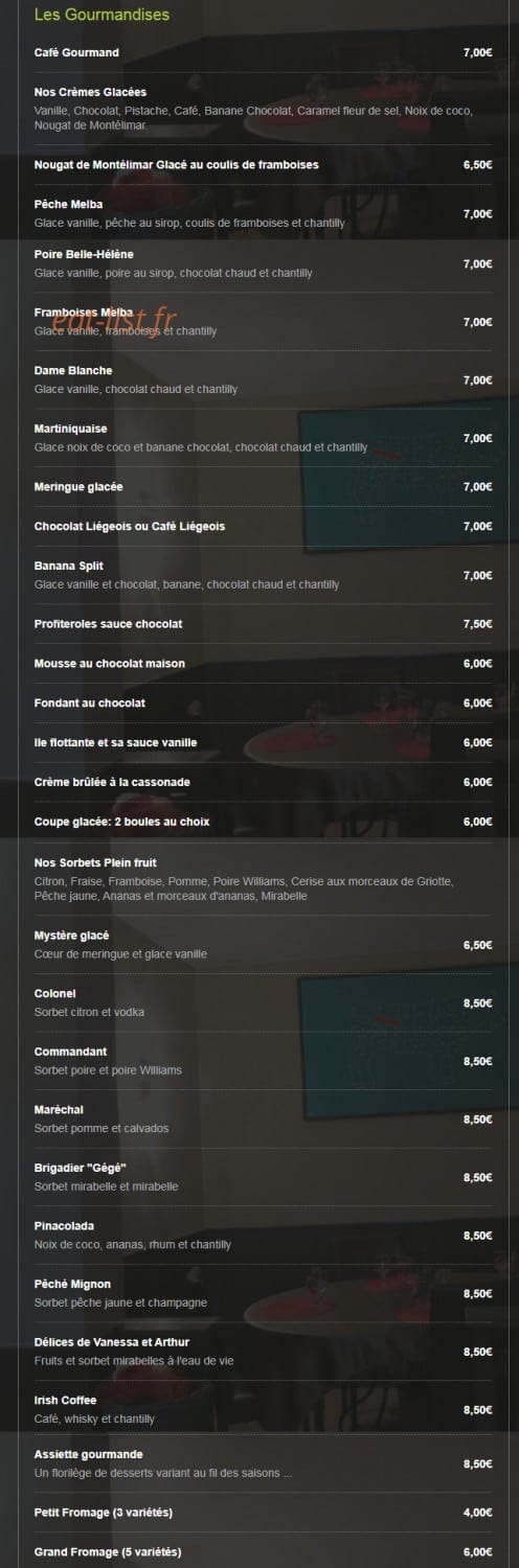 L'auberge Du Tournedos — carte page 7