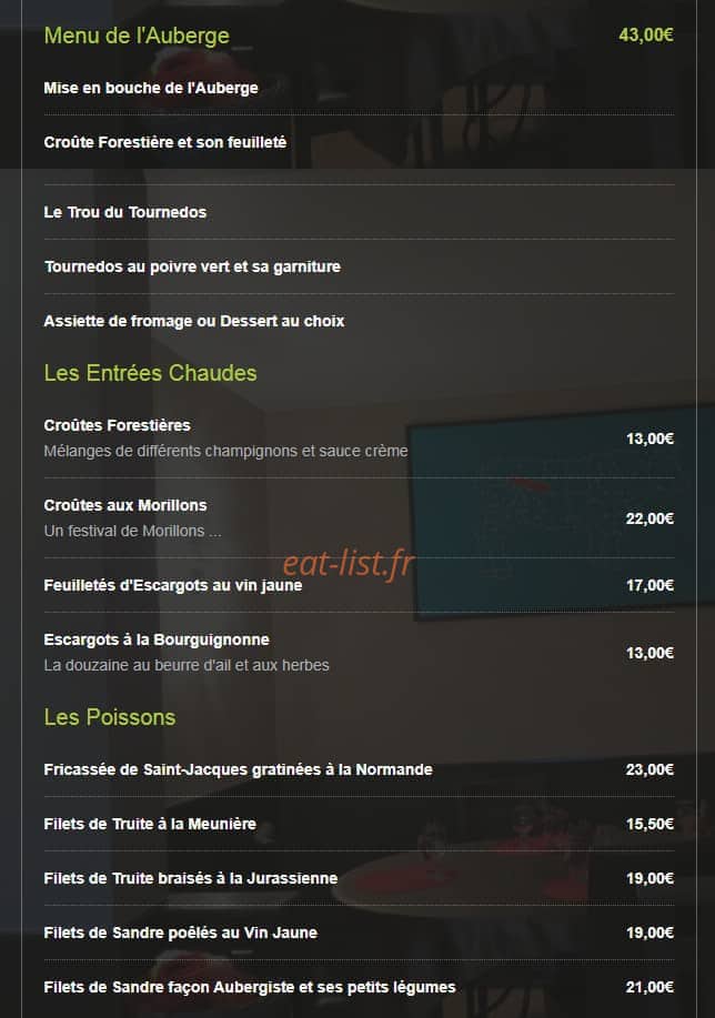 L'auberge Du Tournedos — carte page 5