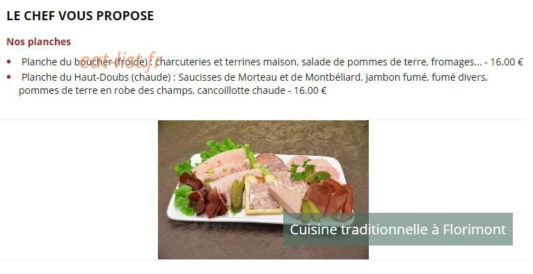 Carte et menu de Restaurant de l'Ecrevisse à Florimont — Suggestions du chef