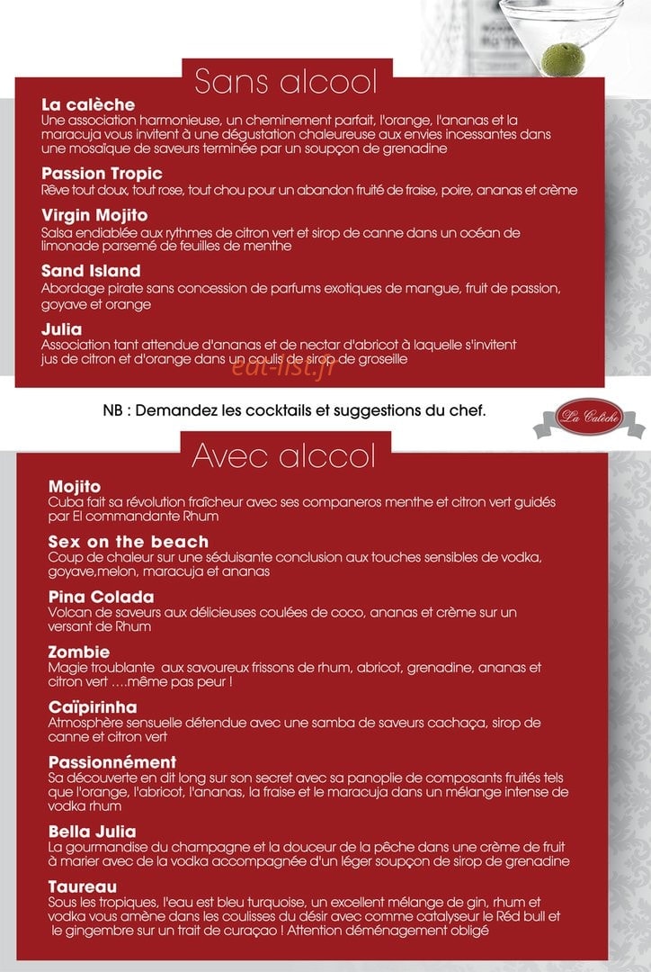 La Caleche — carte page 8
