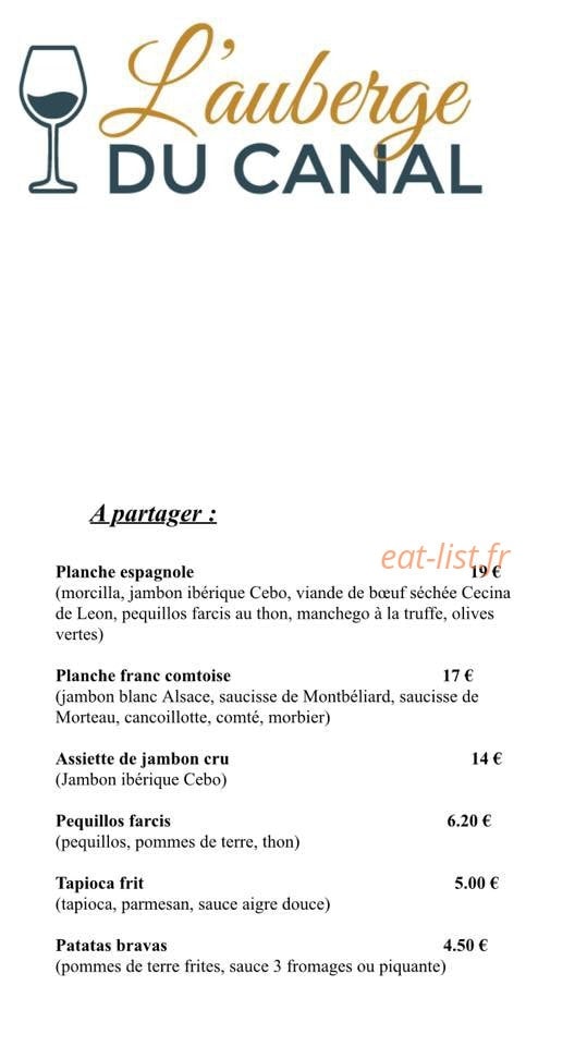 L’auberge du canal — carte page 1