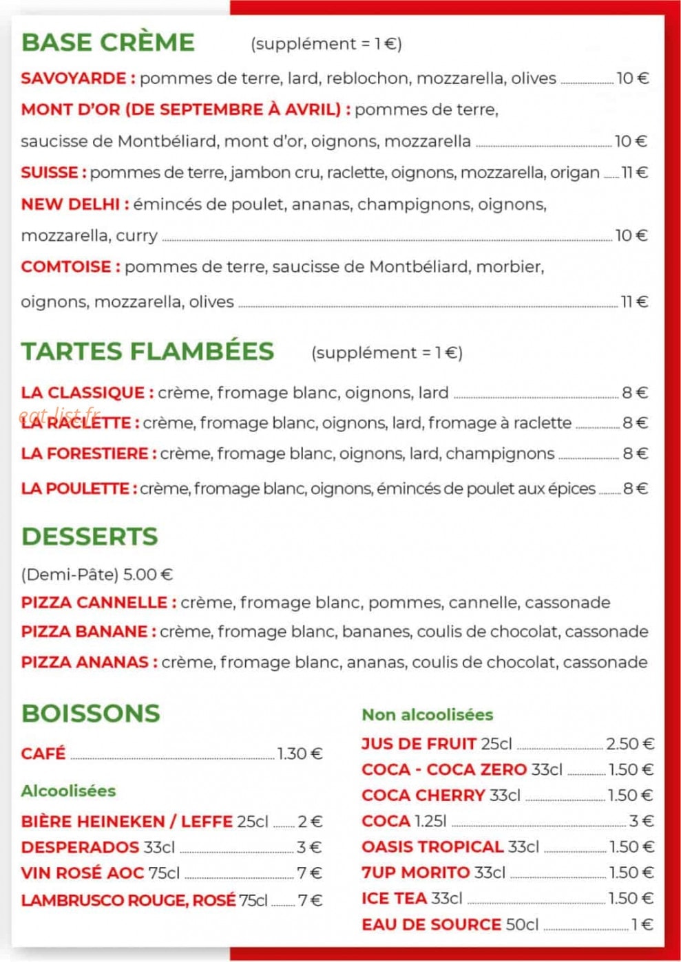 Chadam Pizza — carte page 3