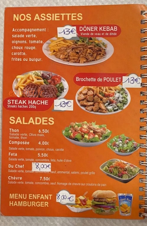 Carte et menu de L'Antalya à Giromagny — Assiettes et salades