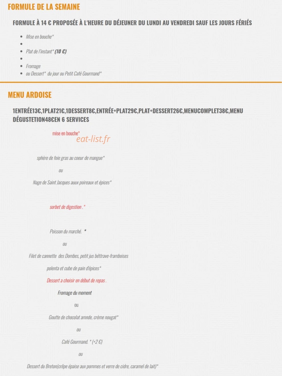 L'atelier Gourmand — carte page 1