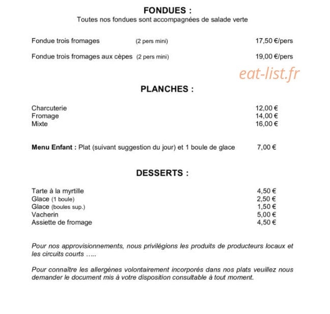 La Chaumière — carte page 2