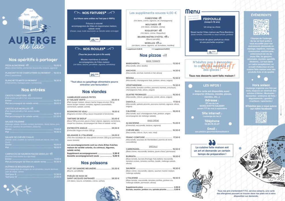 Auberge du Lac — carte page 1