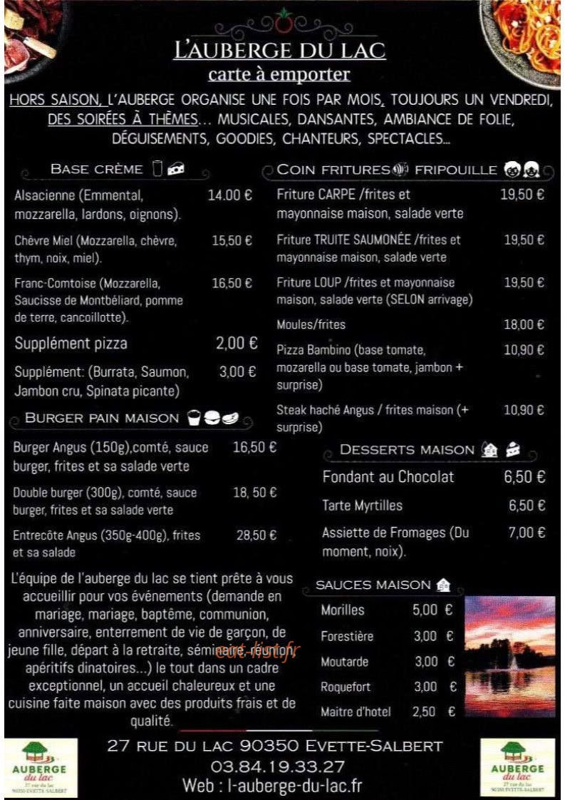 Auberge du Lac — carte page 3