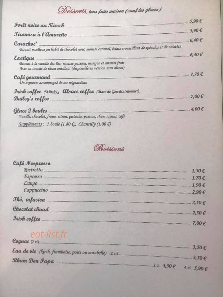 Carte et menu de Le comptoir de famille à Lachapelle Sous Rougemont — desserts, boissons suites