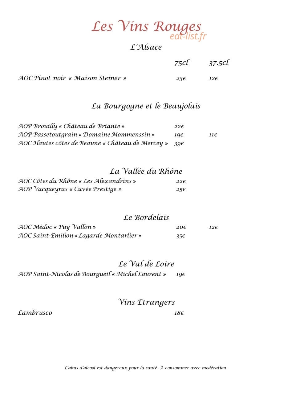 La Vieille Ferme — carte page 15