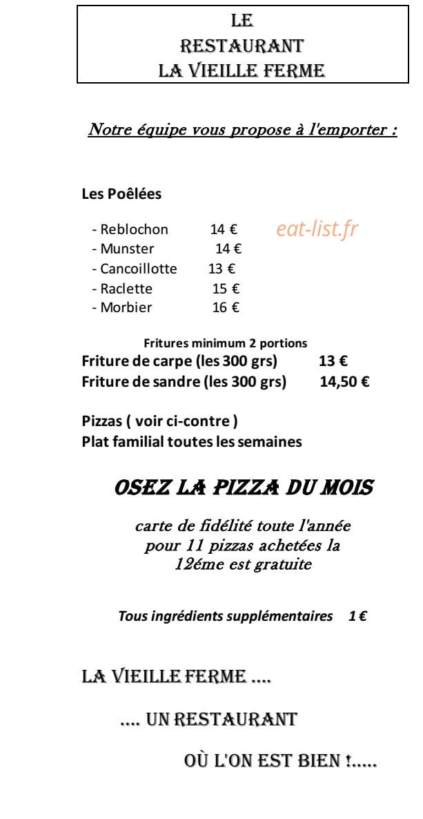 La Vieille Ferme — carte page 1