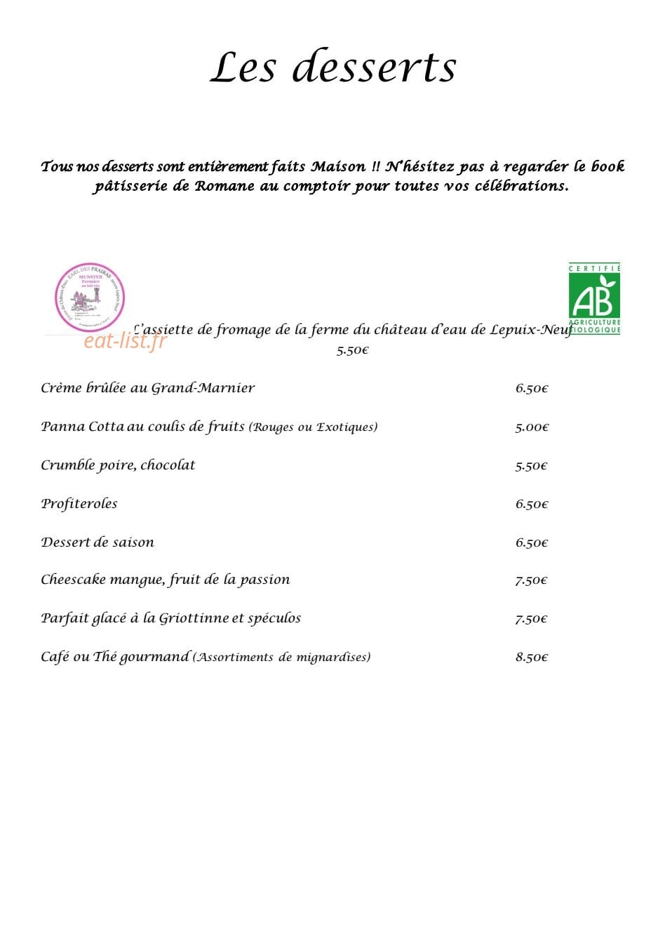 La Vieille Ferme — carte page 12