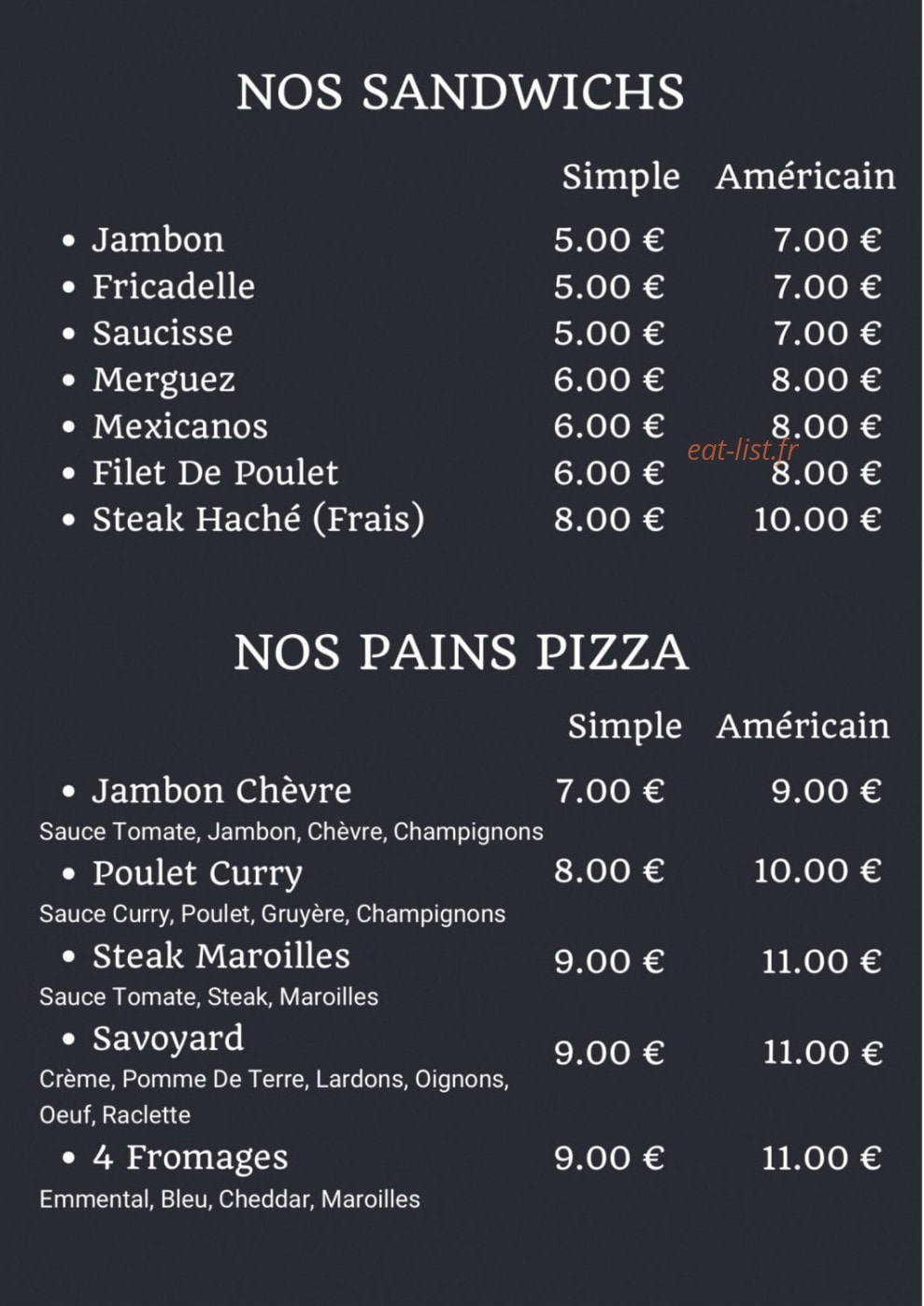 La Ch'tite Frite — carte page 2