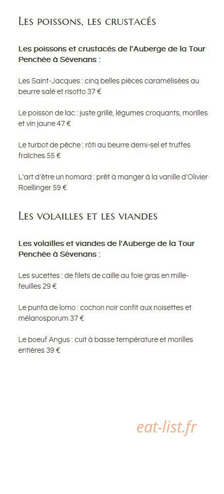 Auberge de la Tour Pench — carte page 3