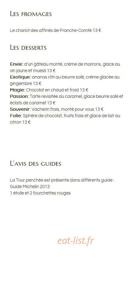 Auberge de la Tour Pench — carte page 4