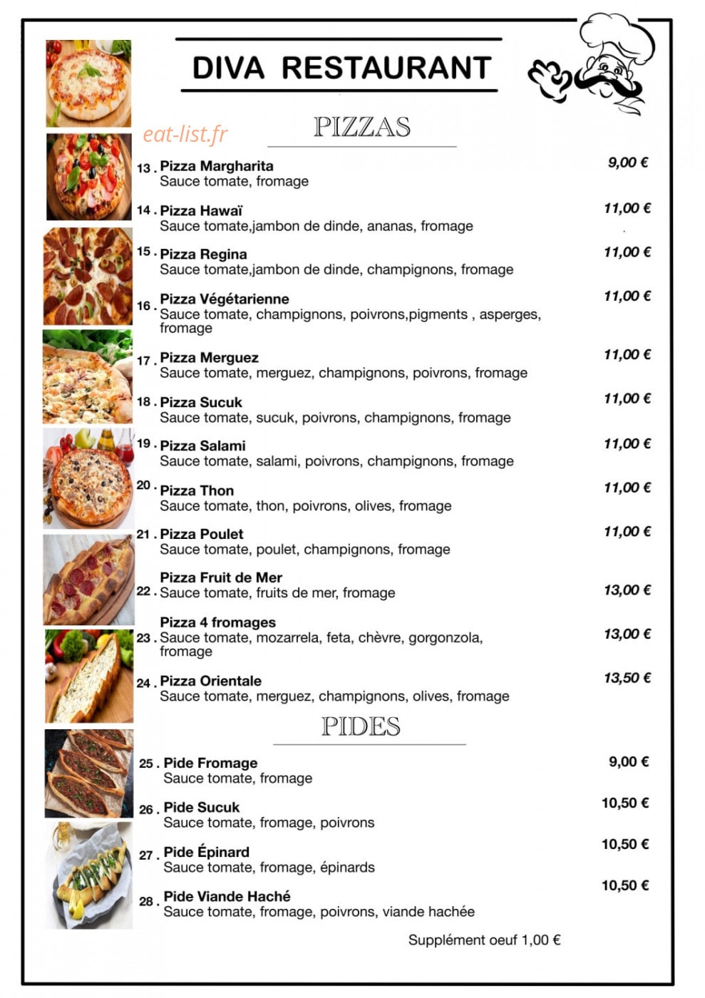 Diva Restaurant — carte page 2