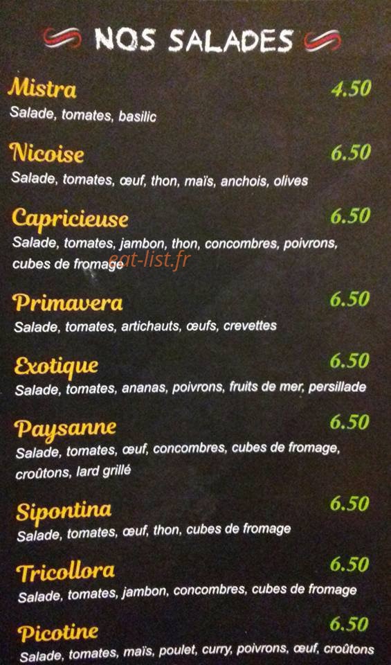 Pizza Presto — carte page 1