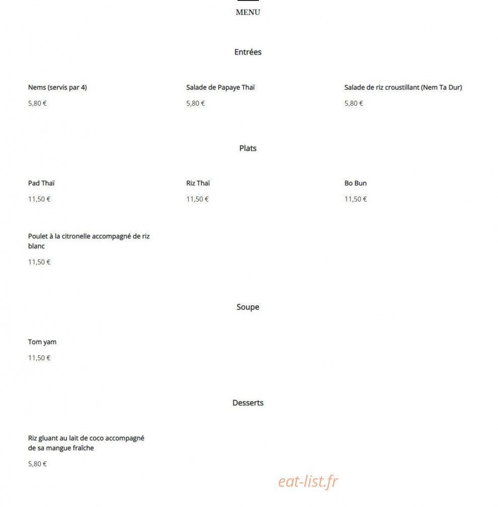 Bistro de la Gare — carte page 1