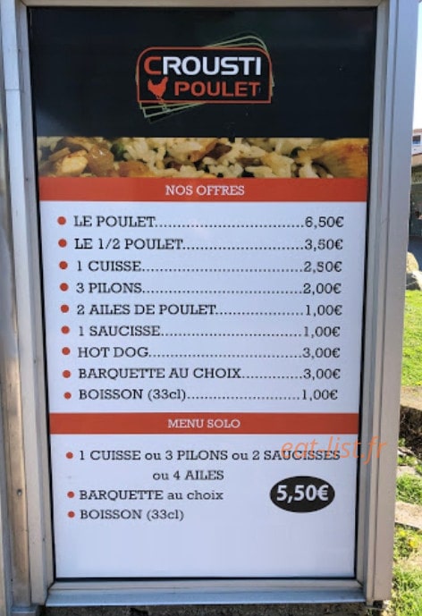 Crousti Poulet — carte page 1