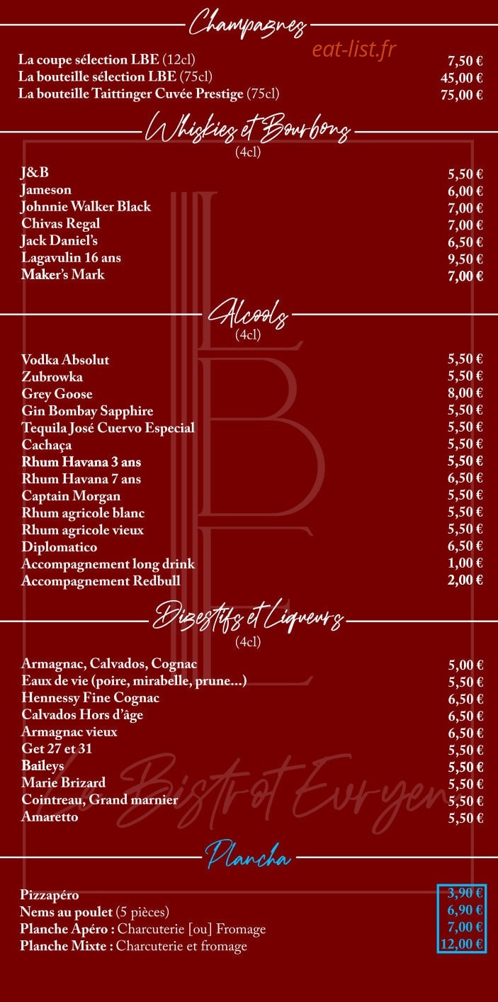 Le Bistrot Evryen — carte page 6